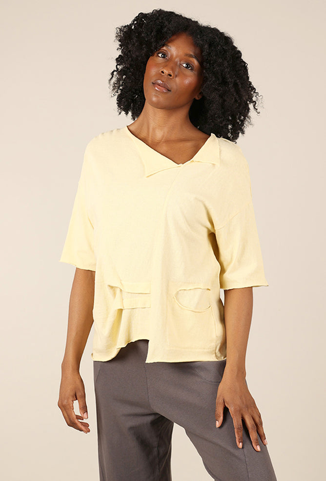 Fenini Peyton Pleat Top, Butter 