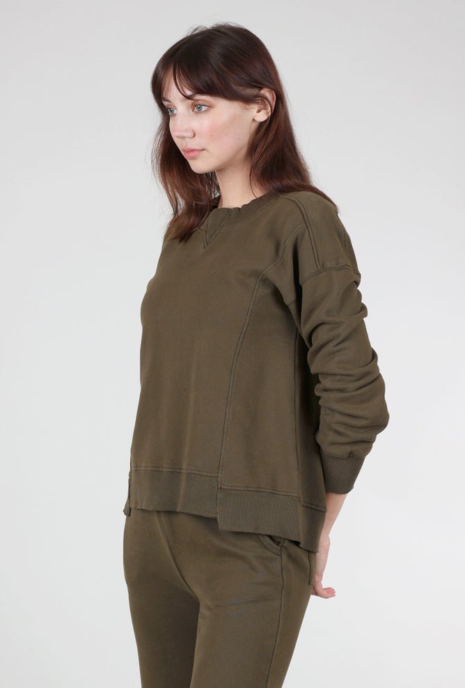 Mododoc Seamed Cropped Sweatshirt, True Olive 