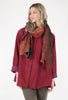 Neeru Kumar Texture Block Scarf, Red Multi 