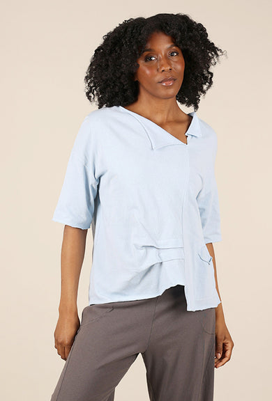 Fenini Peyton Pleat Top, Ice Blue 