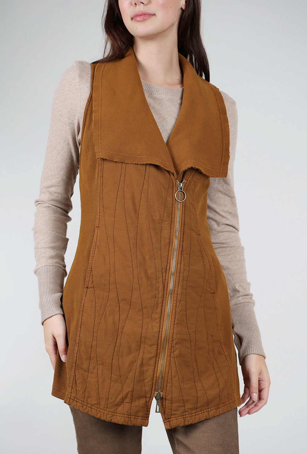 XCVI Oldrich Quilted Vest, Gingerbread 