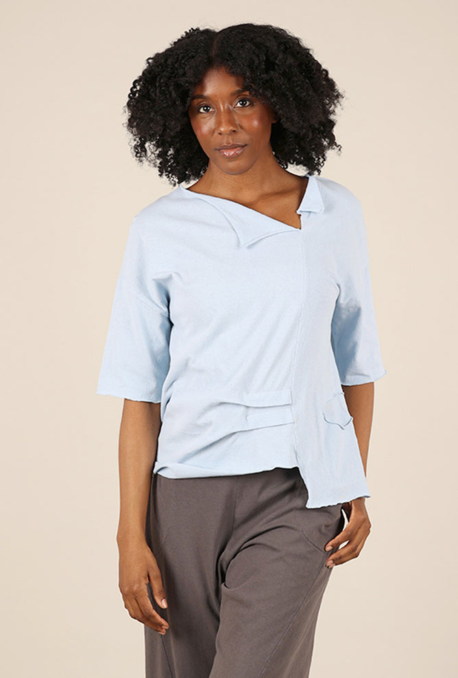 Fenini Peyton Pleat Top, Ice Blue 