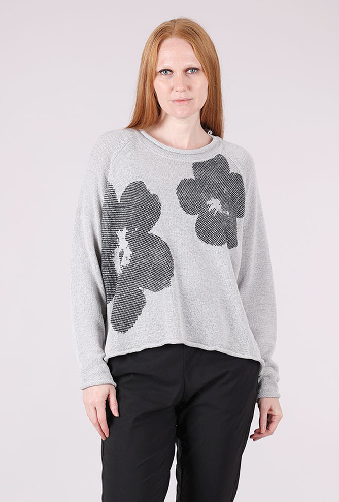 Rundholz Flocked Cotton Rollneck Sweater, Light Gray/Dark Gray 