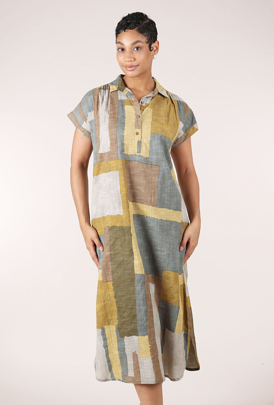Dolma Ava Geo Dress, Mustard Mix 