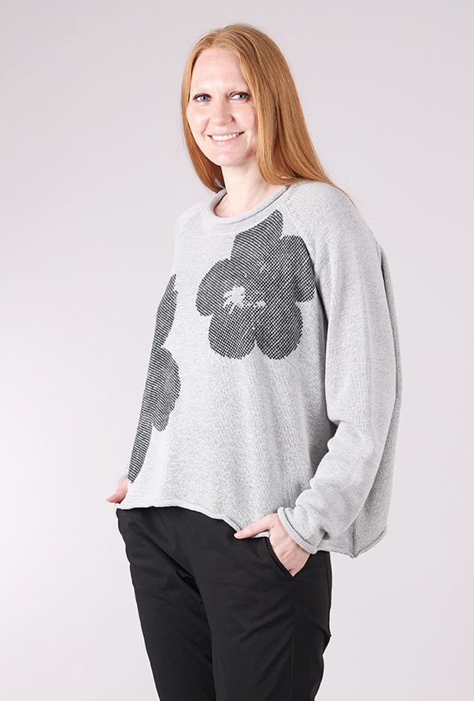 Rundholz Flocked Cotton Rollneck Sweater, Light Gray/Dark Gray 
