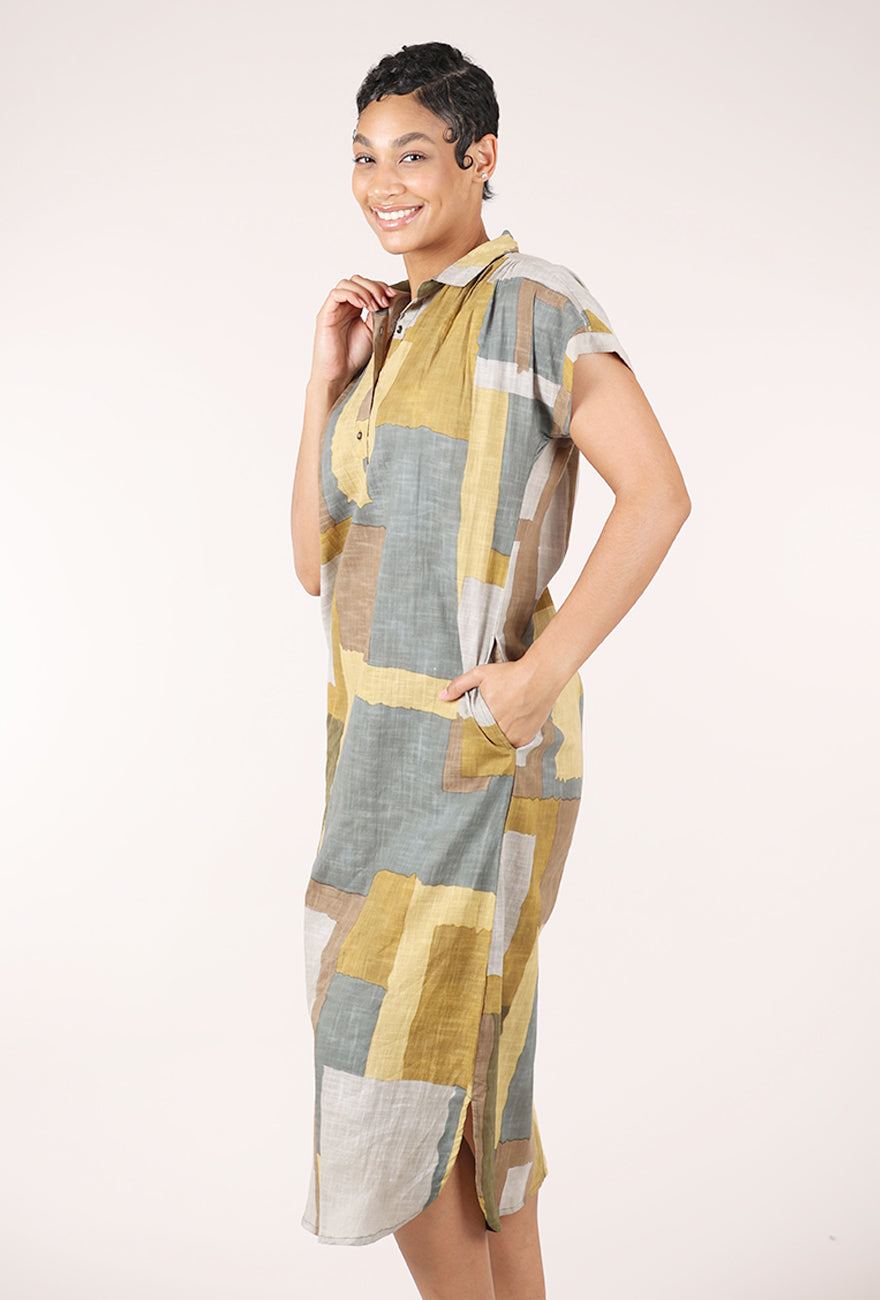 Dolma Ava Geo Dress, Mustard Mix 