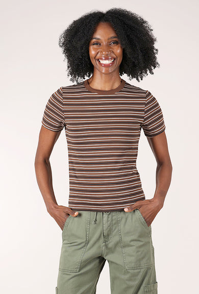Alba Shrunken Tee, Black Stripe