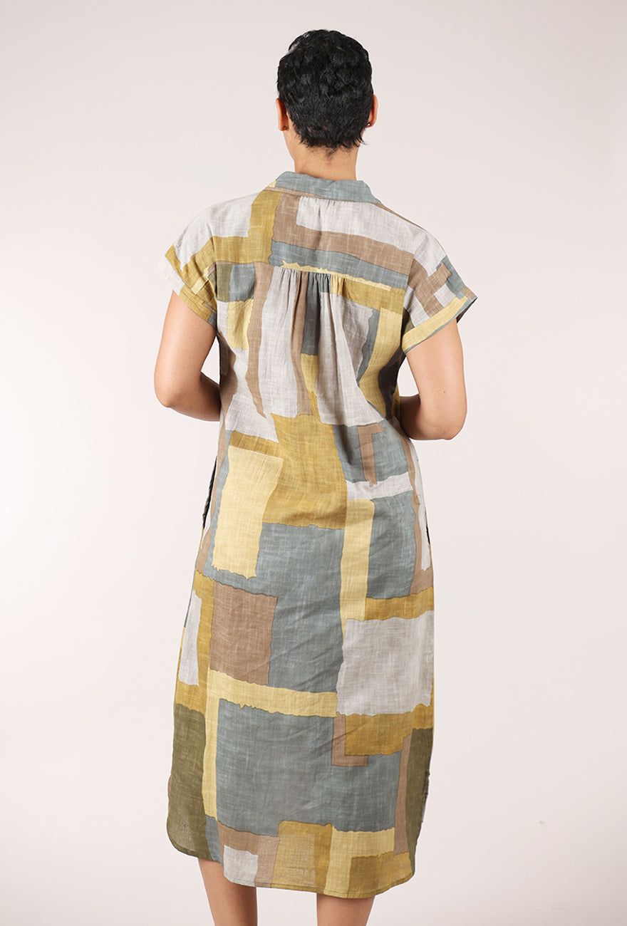 Dolma Ava Geo Dress, Mustard Mix 
