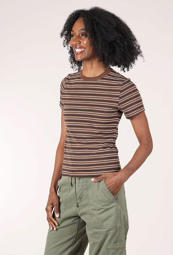 Alba Shrunken Tee, Black Stripe Angle 2