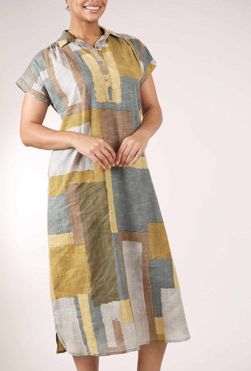 Dolma Ava Geo Dress, Mustard Mix 