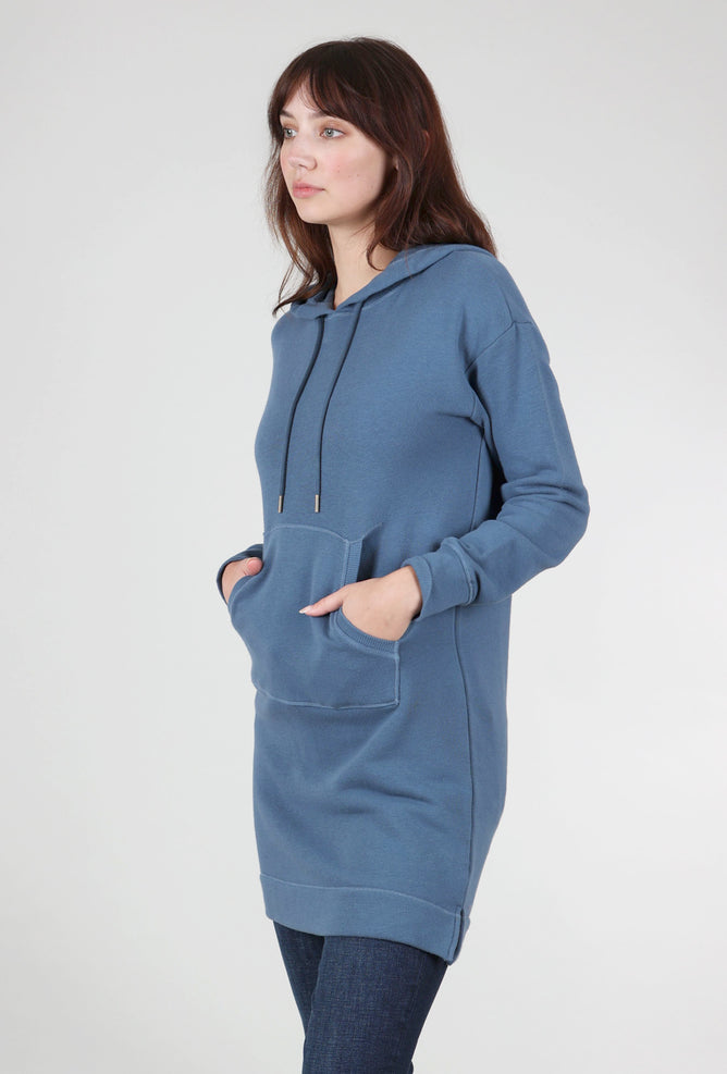 Mododoc Hooded Sweatshirt Dress, Slate Teal 