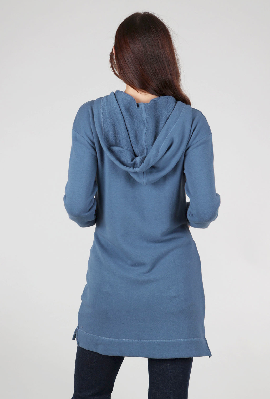 Mododoc Hooded Sweatshirt Dress, Slate Teal 