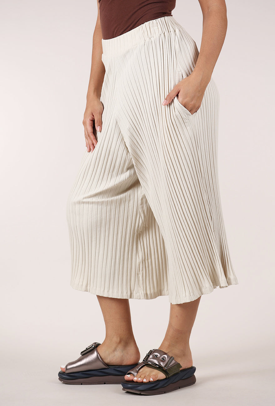 Sort Aarhus Fluted Ribbed Pant, Greige 