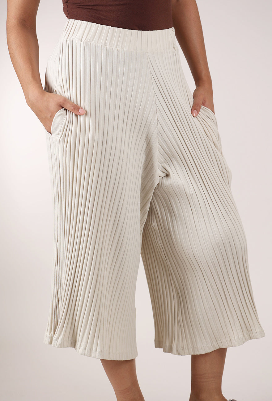Sort Aarhus Fluted Ribbed Pant, Greige 