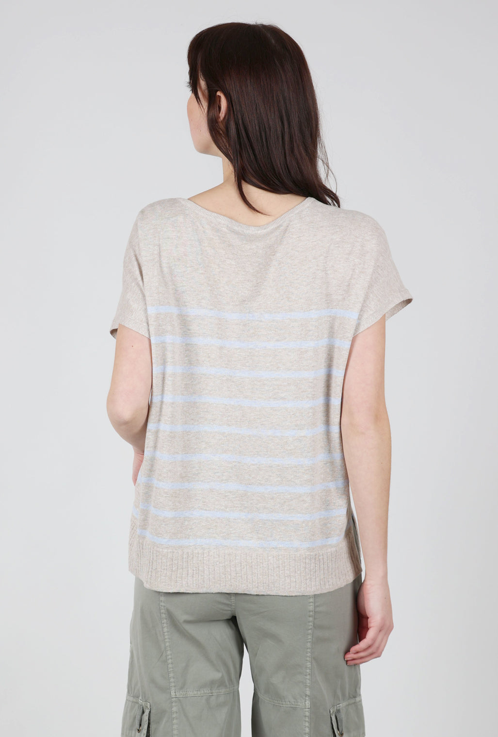 Lilla P Stripe Split-Neck Sweater, Wheat Stripe 