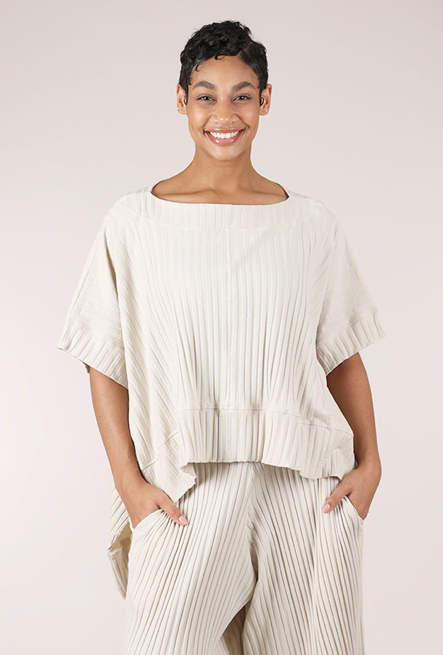 Sort Aarhus Fluted Ribbed Top, Greige 