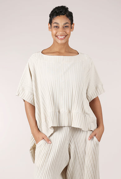 Sort Aarhus Fluted Ribbed Top, Greige 
