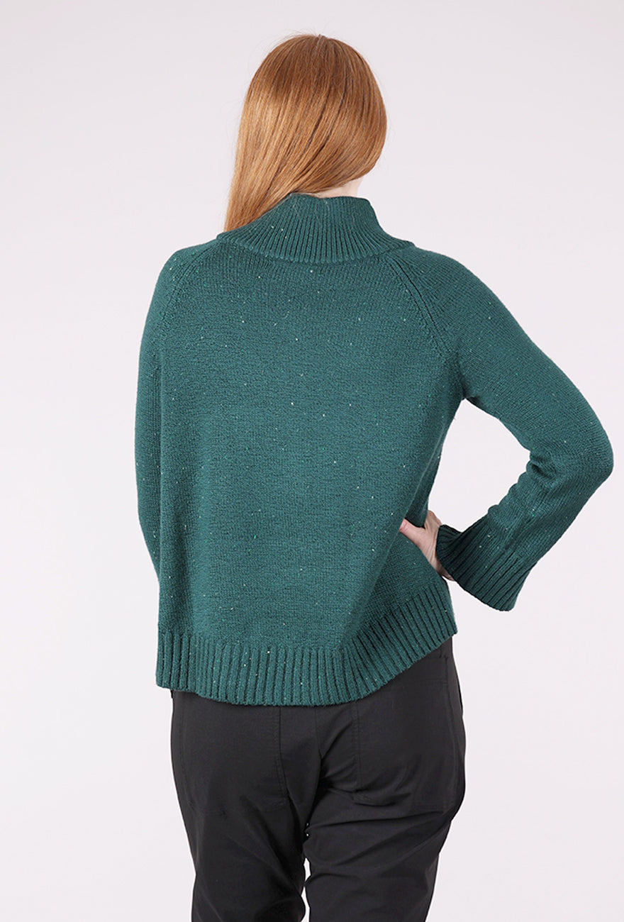 Habitat Harvest Tweed Zipneck Sweater, Juniper 