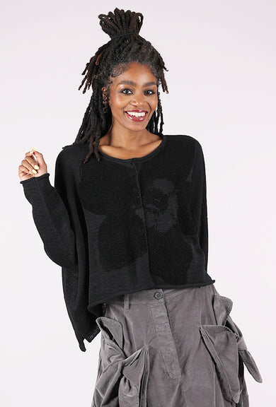 Rundholz Flocked Cotton Swing Cardie, Black/Black 