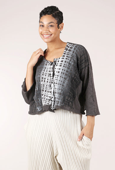 Paper Temples Nelson Print Cardie, Charcoal 
