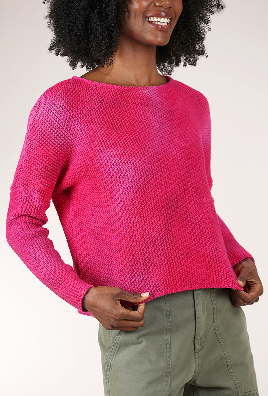 Heyne Bogut Shaker Knit Crop Sweater, Berry 