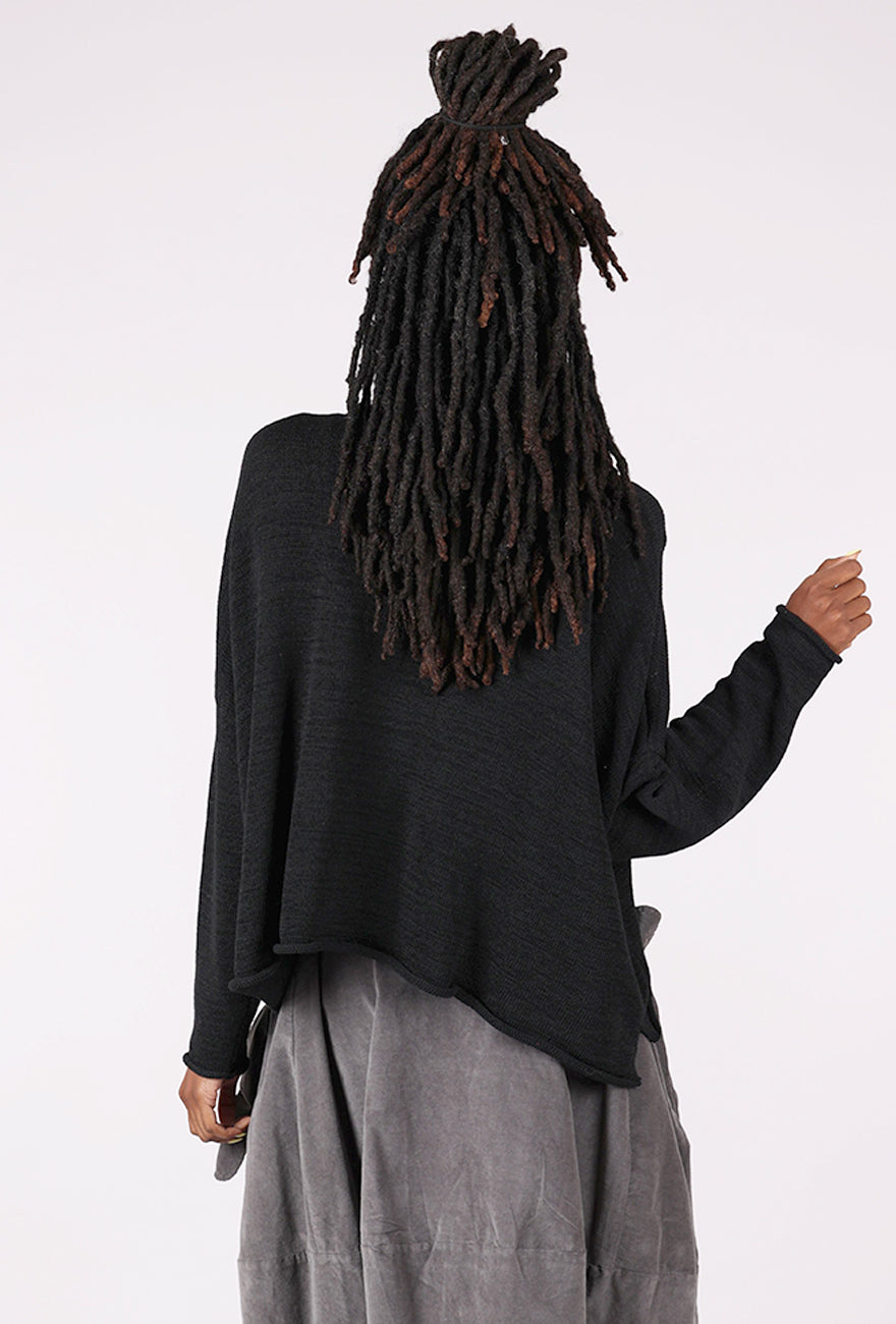Rundholz Flocked Cotton Swing Cardie, Black/Black 