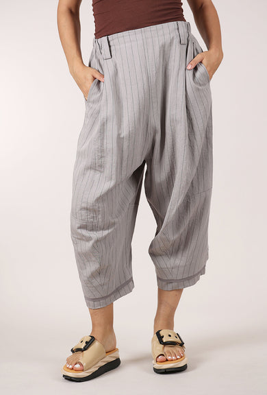 Moyuru Pinstripe Tuck Trouser, Gray 