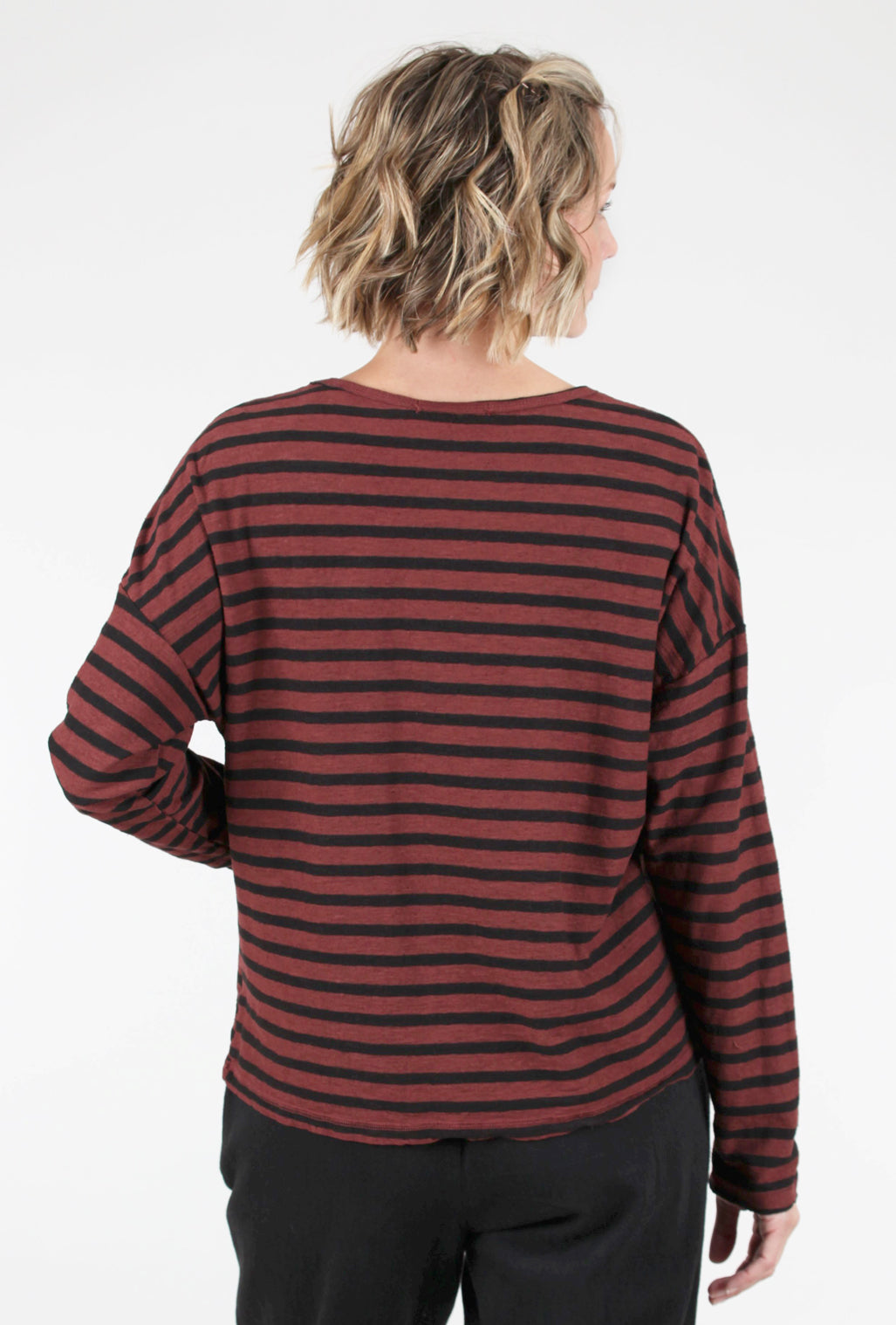 Cut Loose Striped Boxy Pocket Top, Barnwood 