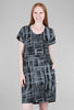Fenini Linen Print Shift Dress, Black 