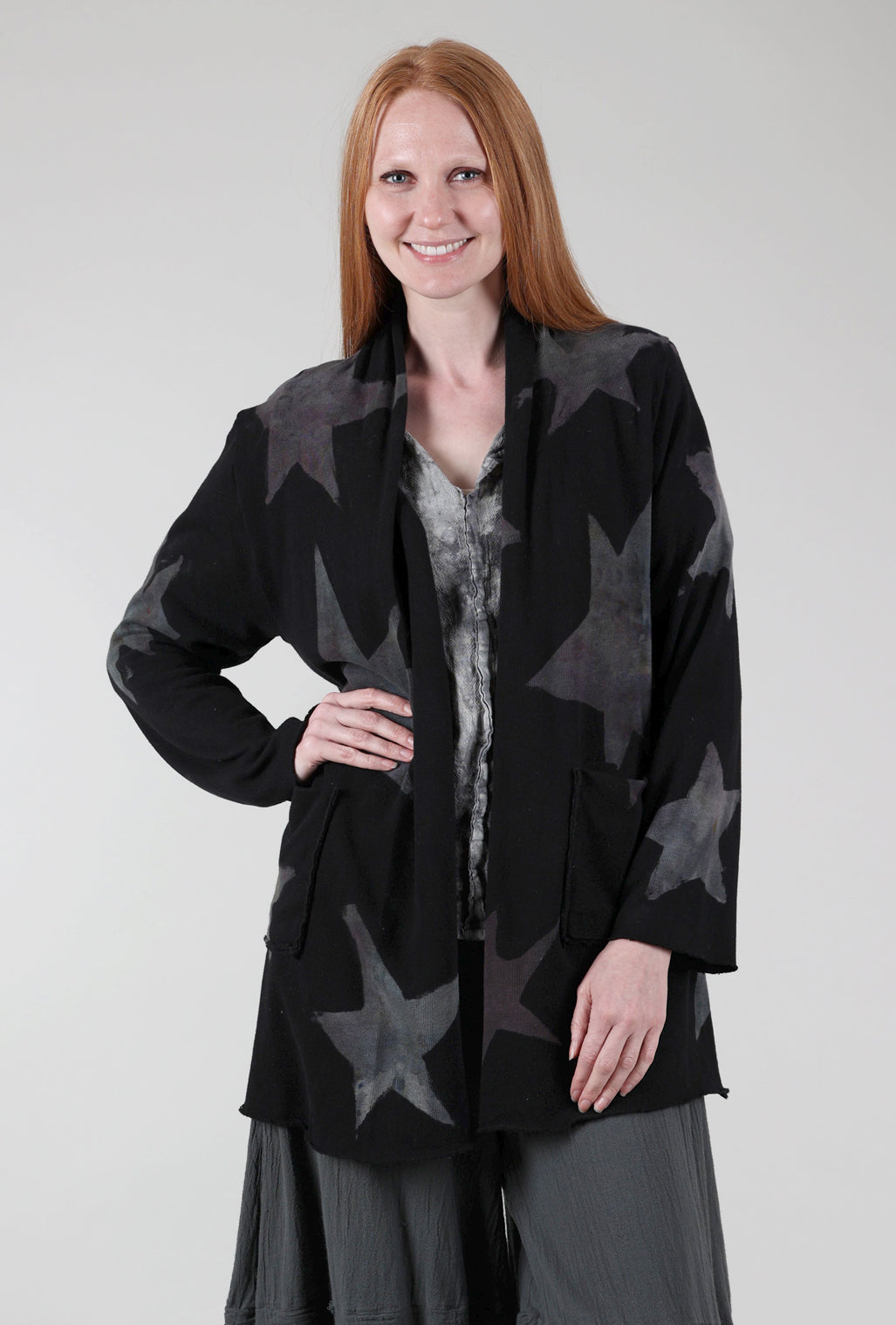 Heyne Bogut Cozy Shawl Stars Cardie, Black 