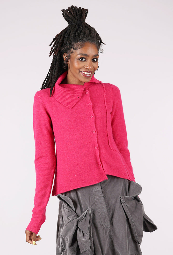 Rundholz Softy Seamed Off Center Cardie, Lotus 