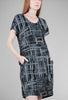 Fenini Linen Print Shift Dress, Black 