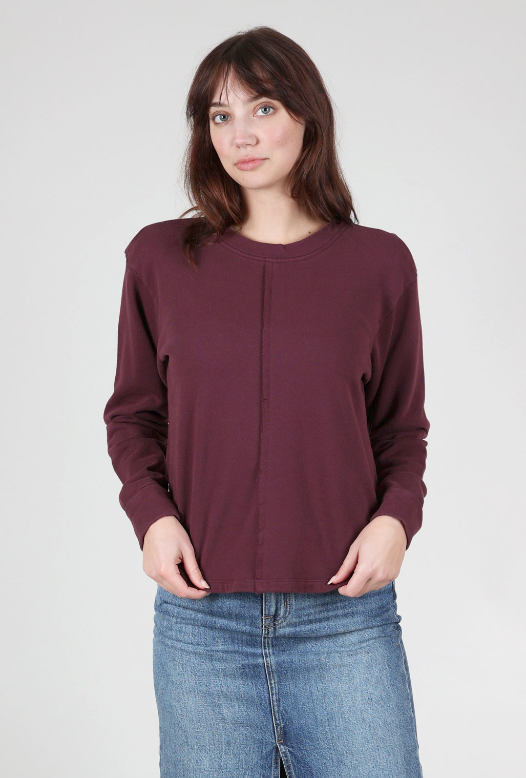 Mododoc Shirttail French Terry Sweatshirt, Wine 