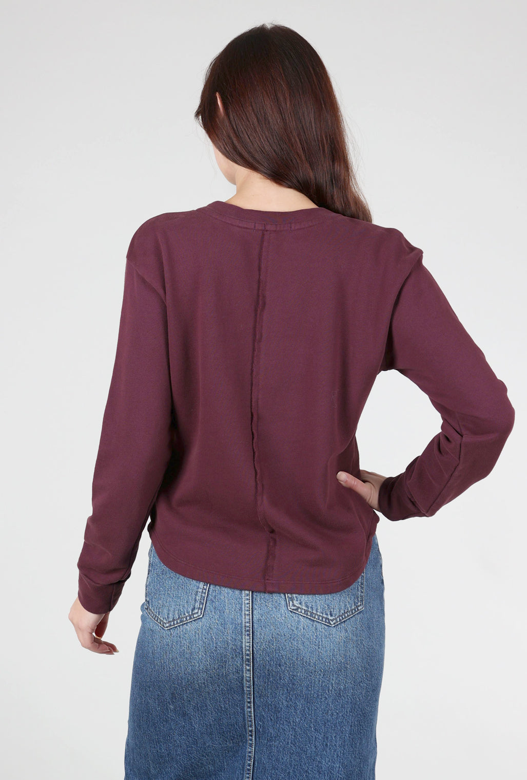 Mododoc Shirttail French Terry Sweatshirt, Wine 