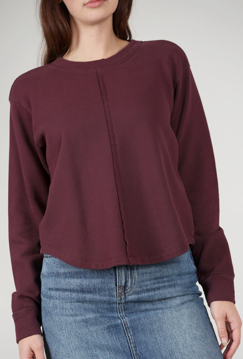 Mododoc Shirttail French Terry Sweatshirt, Wine 