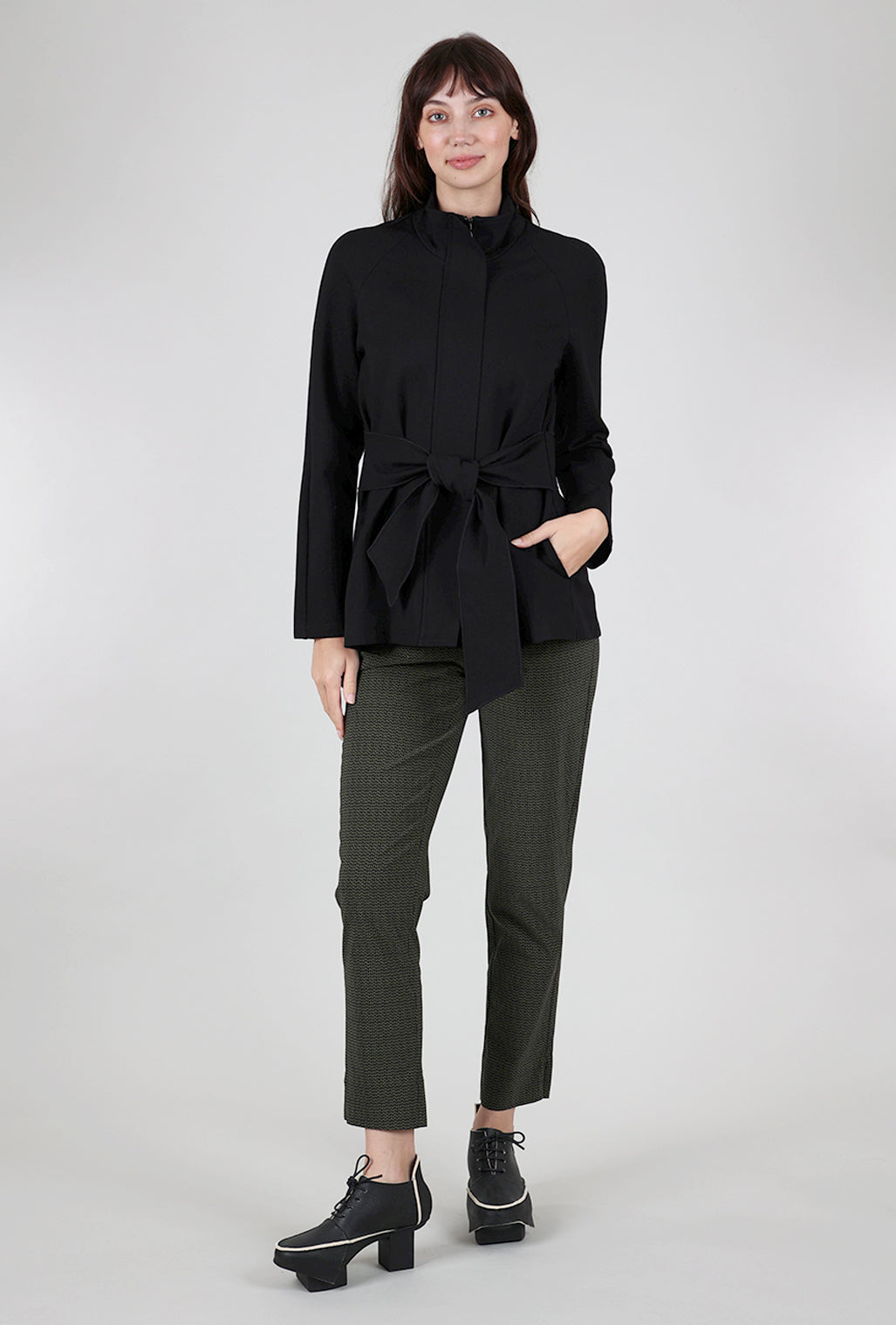 Ace & Ivy Wrap Belt Ponte Jacket, Black 