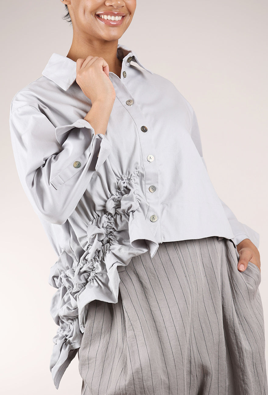 Moyuru Denim Scrunch Jacket, Cement 