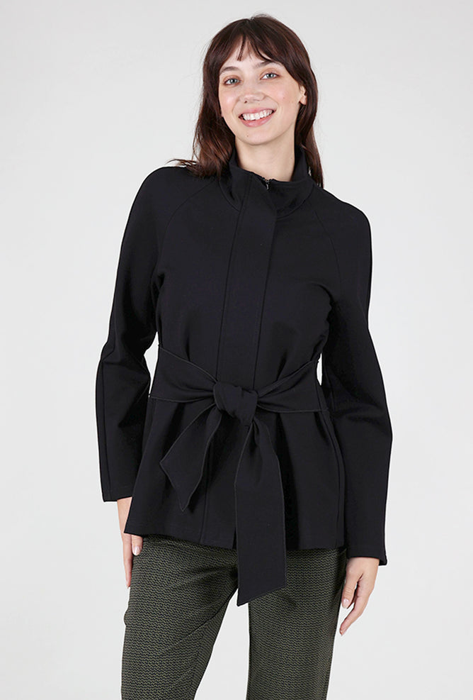 Ace & Ivy Wrap Belt Ponte Jacket, Black 