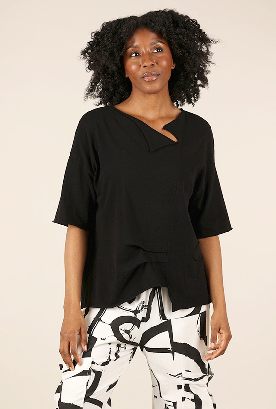 Fenini Peyton Pleat Top, Black 