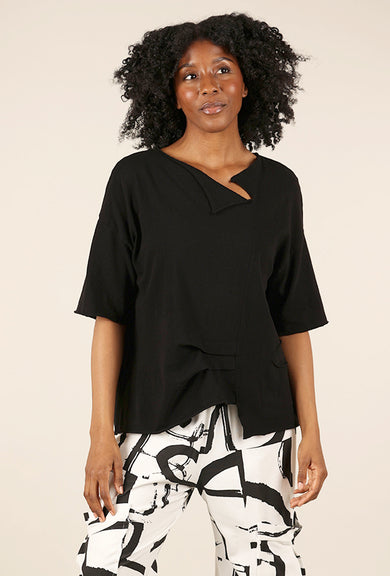 Fenini Peyton Pleat Top, Black 