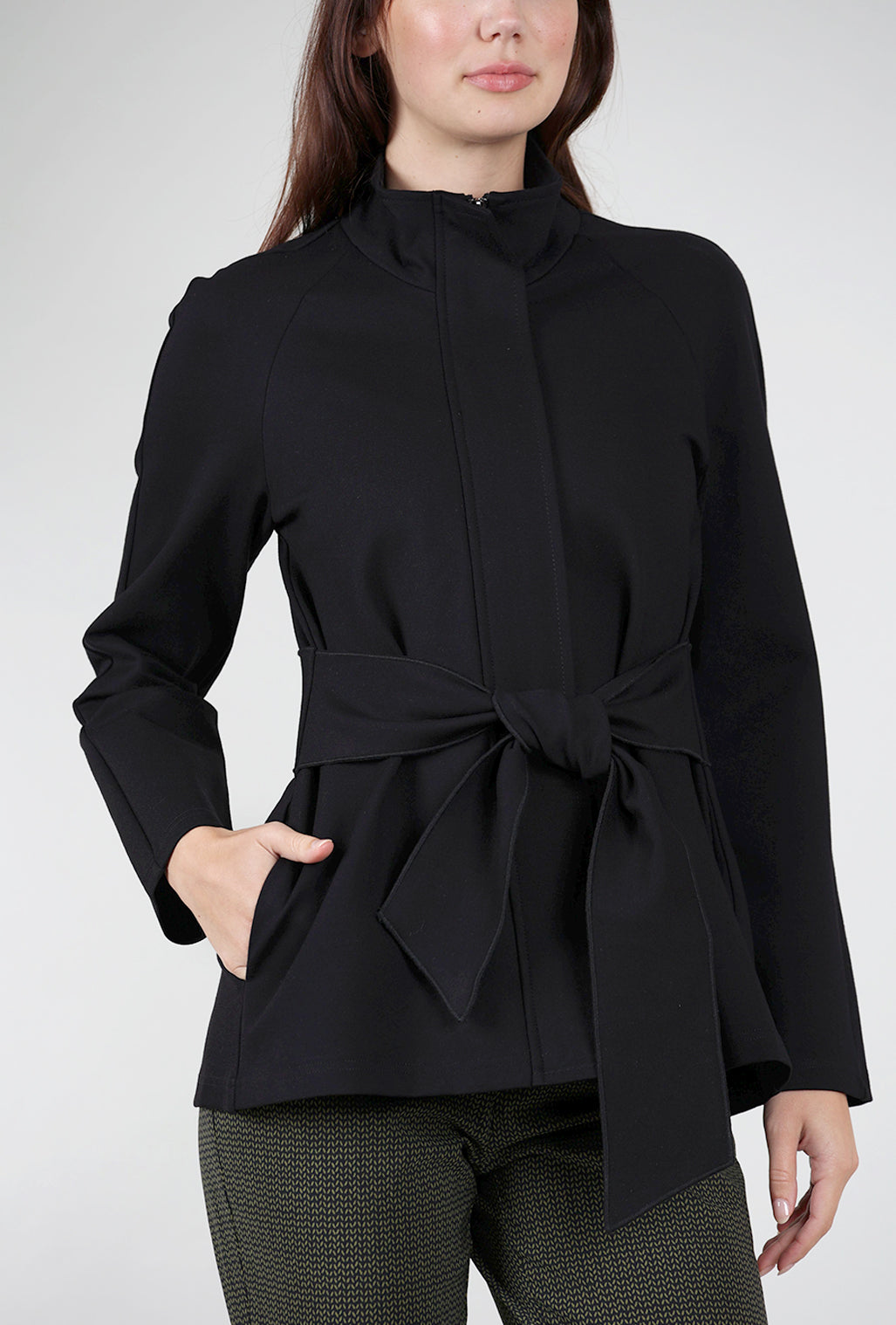 Ace & Ivy Wrap Belt Ponte Jacket, Black 