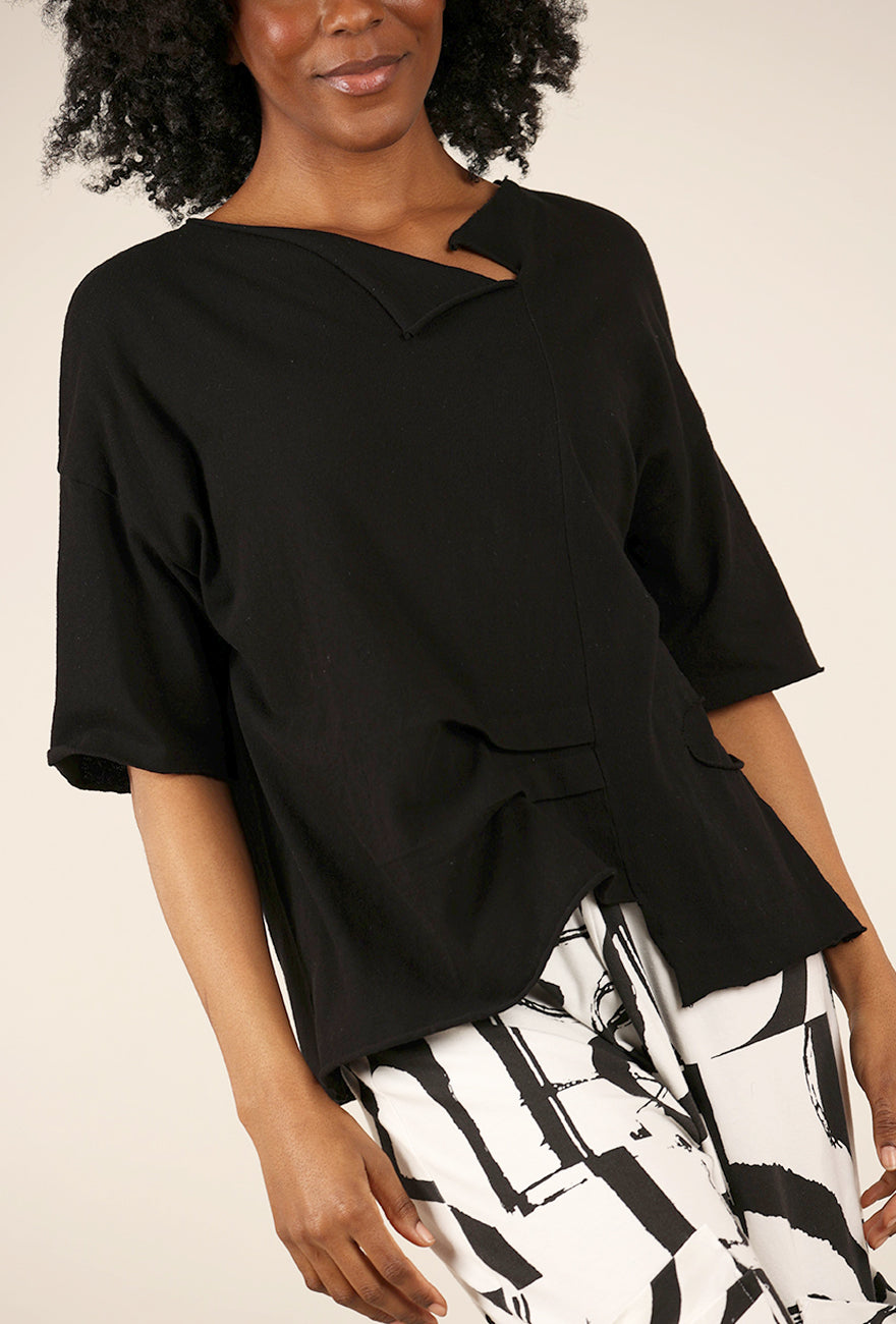 Fenini Peyton Pleat Top, Black 