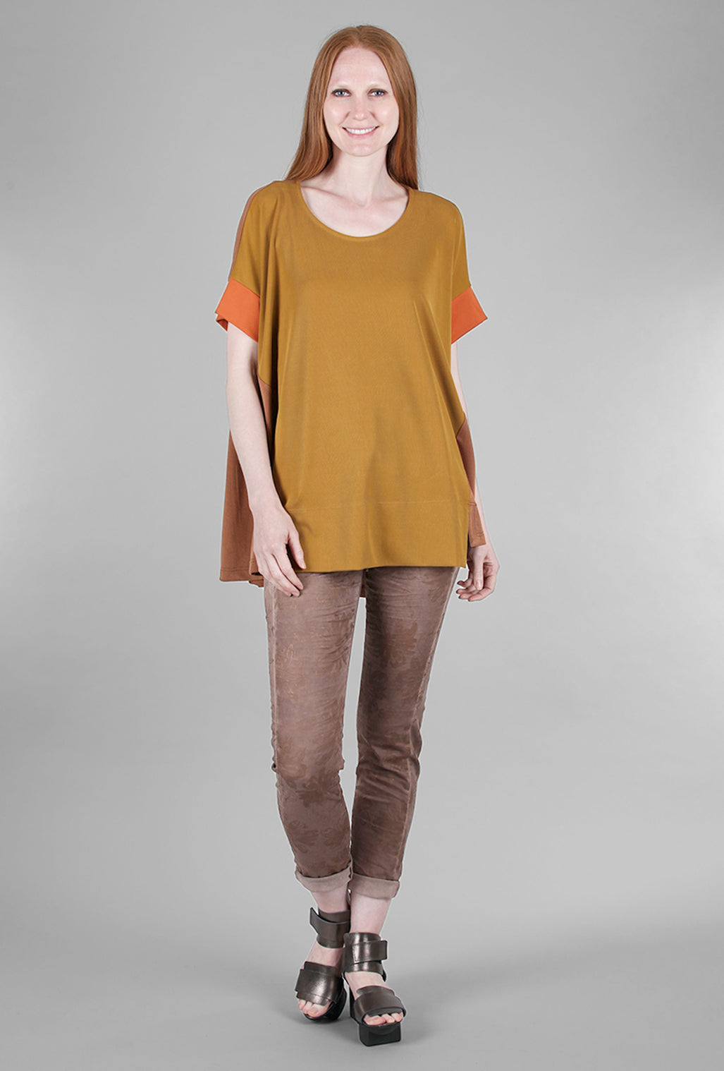 Alembika Inset Swing Colorblock Top, Flame 