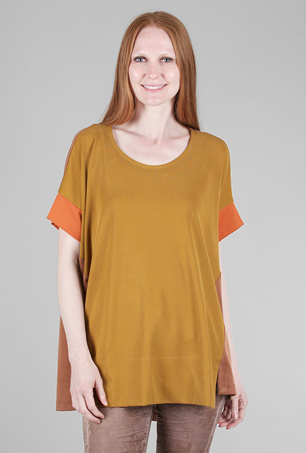 Alembika Inset Swing Colorblock Top, Flame 