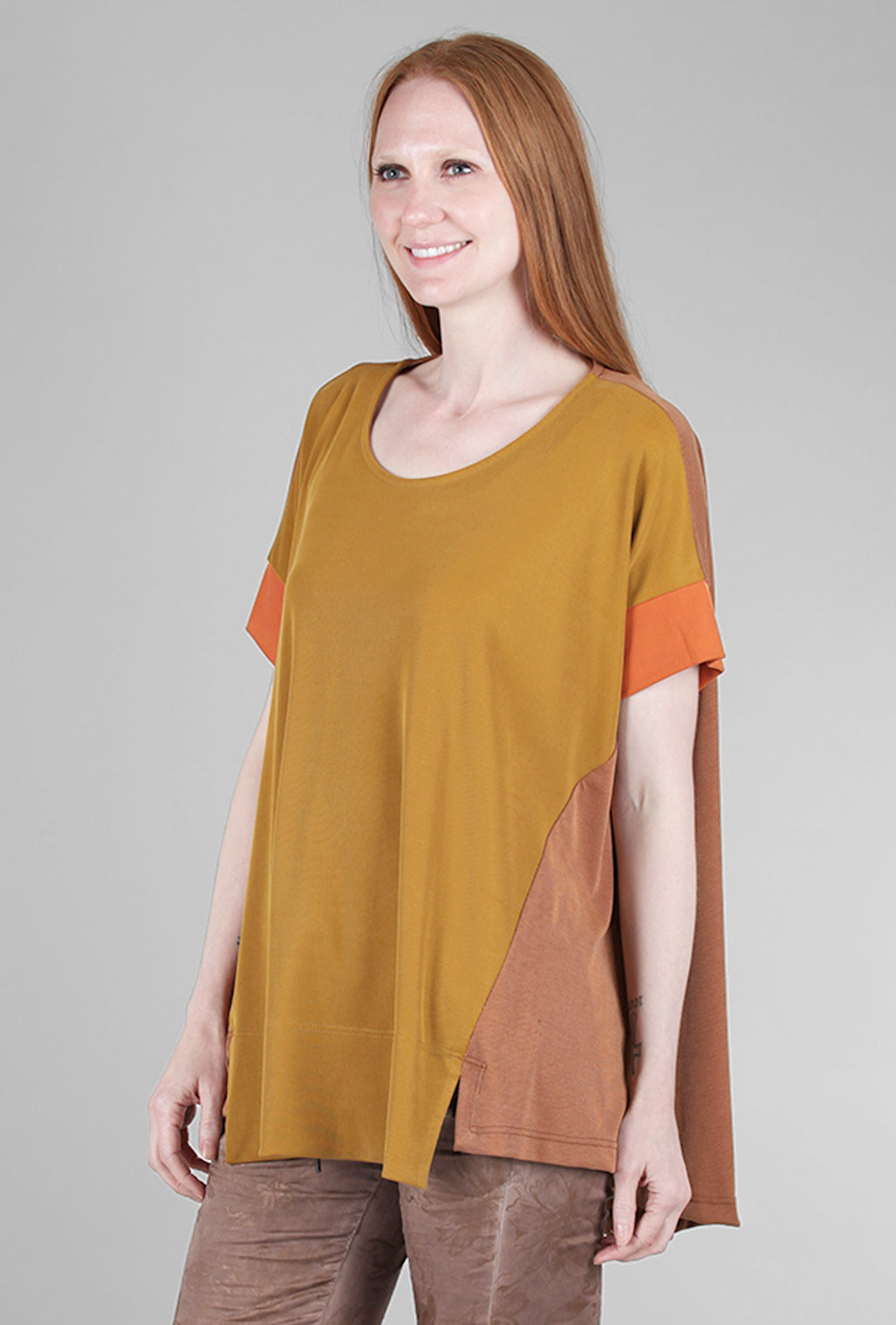 Alembika Inset Swing Colorblock Top, Flame 