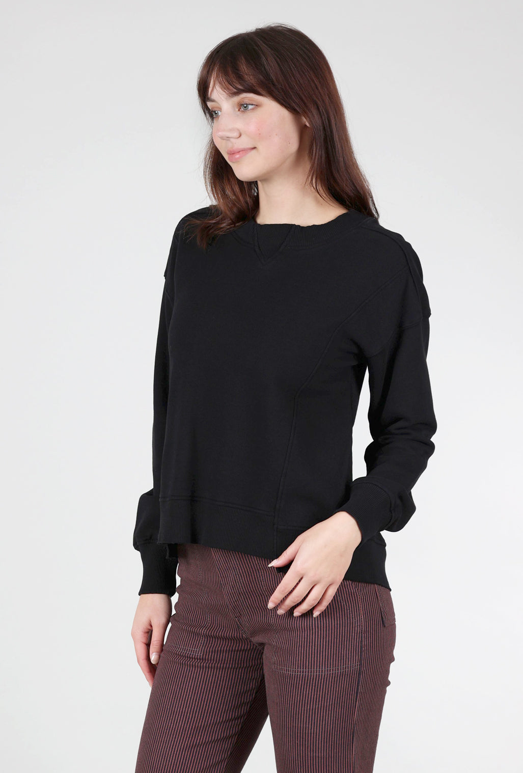 Mododoc Seamed Cropped Sweatshirt, Black 