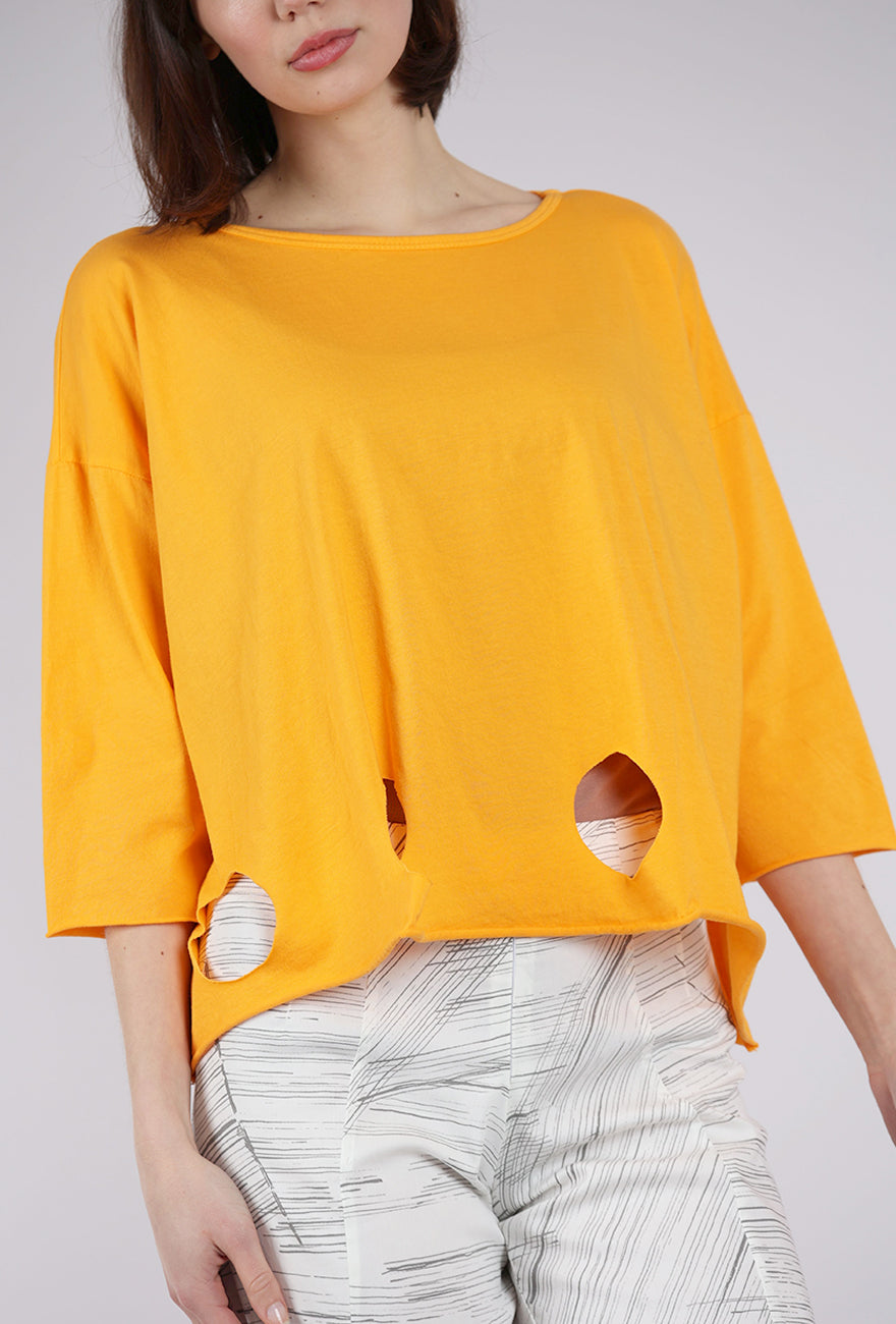 M Square Circle Cutouts Tee, Tangerine 