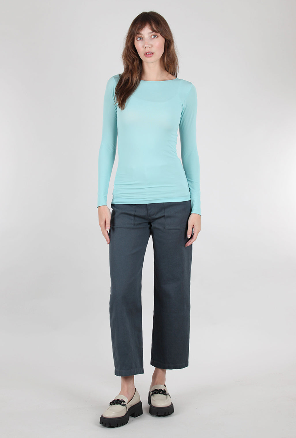 AMB Designs Raw Edge Solid Second Skin Top, Aqua Haze One Size Aqua