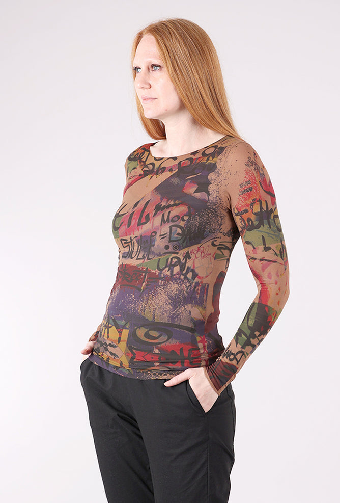 AMB Designs Raw Edge Second Skin Top, My Way/Cocoa Brown 