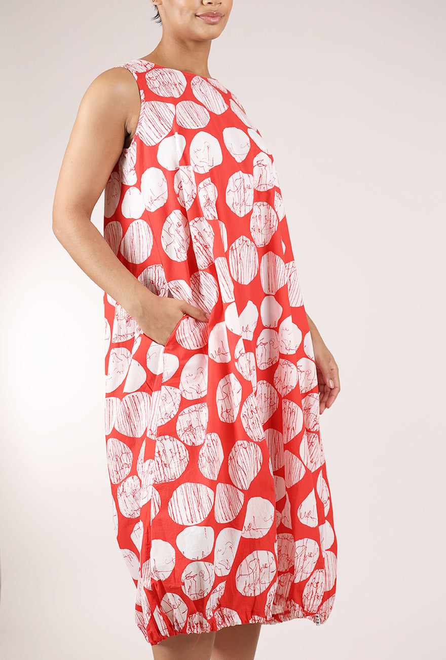 Luukaa Drip Dot Dress, Mandarin Print 
